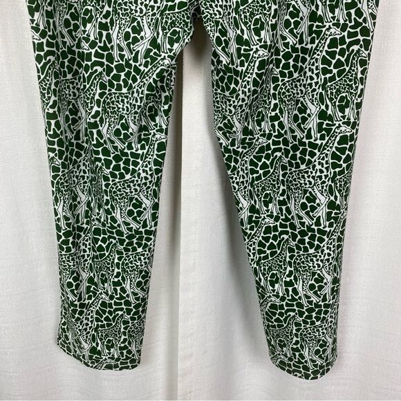 Jude Connally Green Giraffe Print Knit Cropped Pants Sz.L - Picture 9 of 11